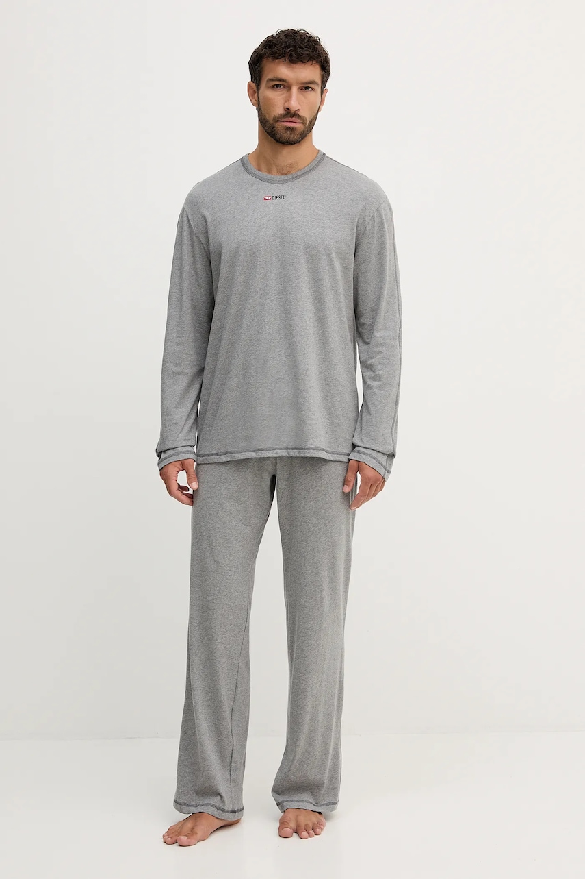 Diesel pijamale de bumbac SET-NOLAN-D-CORE culoarea gri, cu imprimeu, A19349.0PJBB