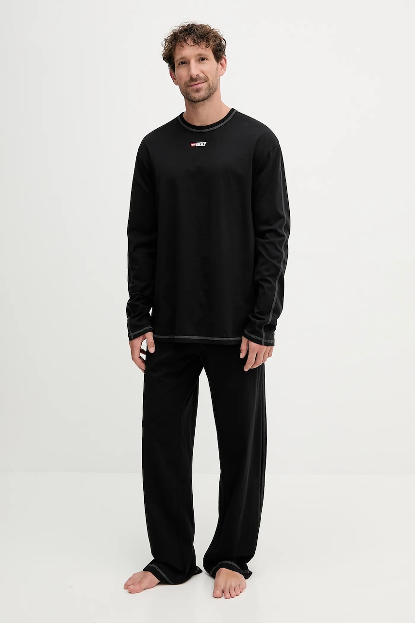 Diesel pijamale de bumbac SET-NOLAN-D-CORE culoarea negru, cu imprimeu, A19349.0PJBB