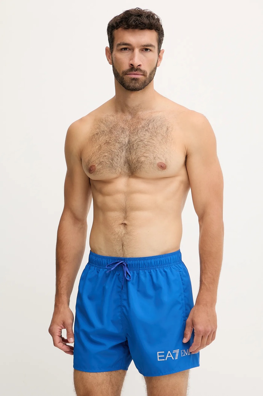 Levně Plavkové šortky EA7 Emporio Armani modrá barva, AF13049.7M000519