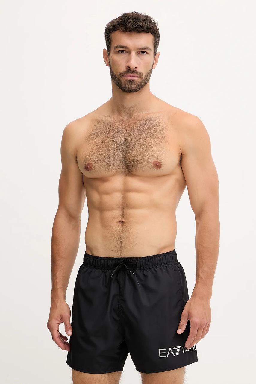 Levně Plavkové šortky EA7 Emporio Armani černá barva, AF13049.7M000519