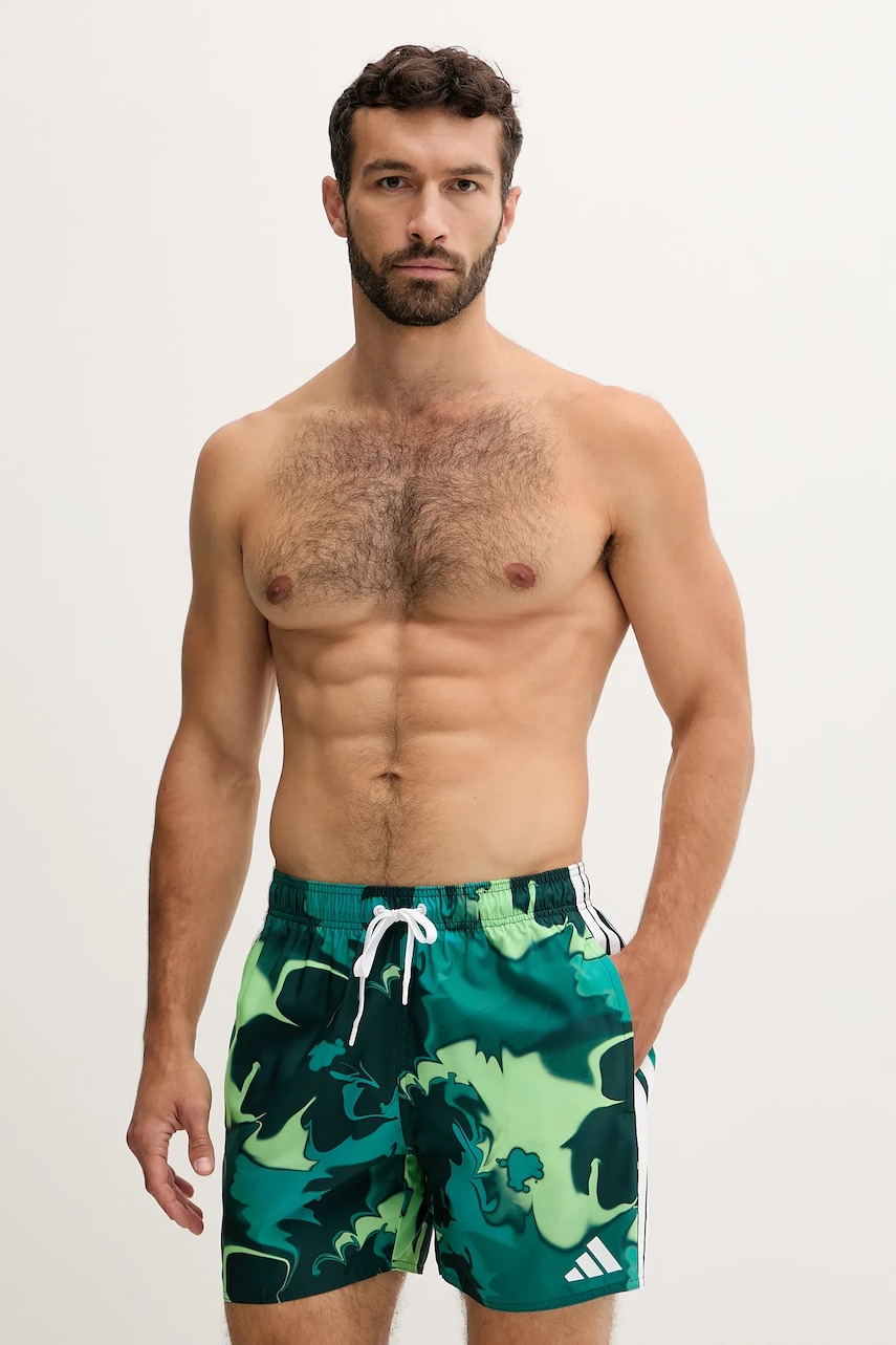 adidas pantaloni scurți de baie Tie Dye culoarea verde, JX5042