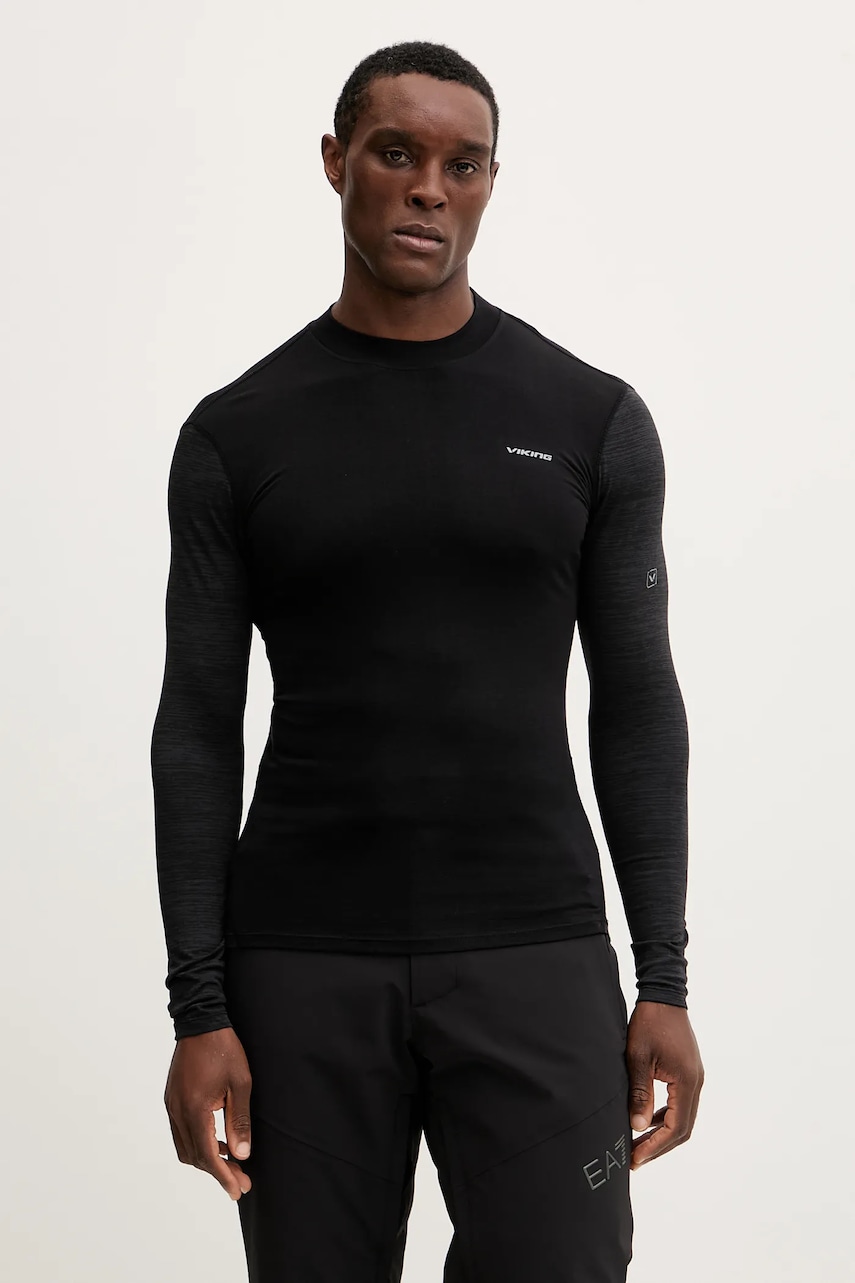 Viking tricou funcțional cu mânecă lungă din lână Novena culoarea negru, 500/27/9480