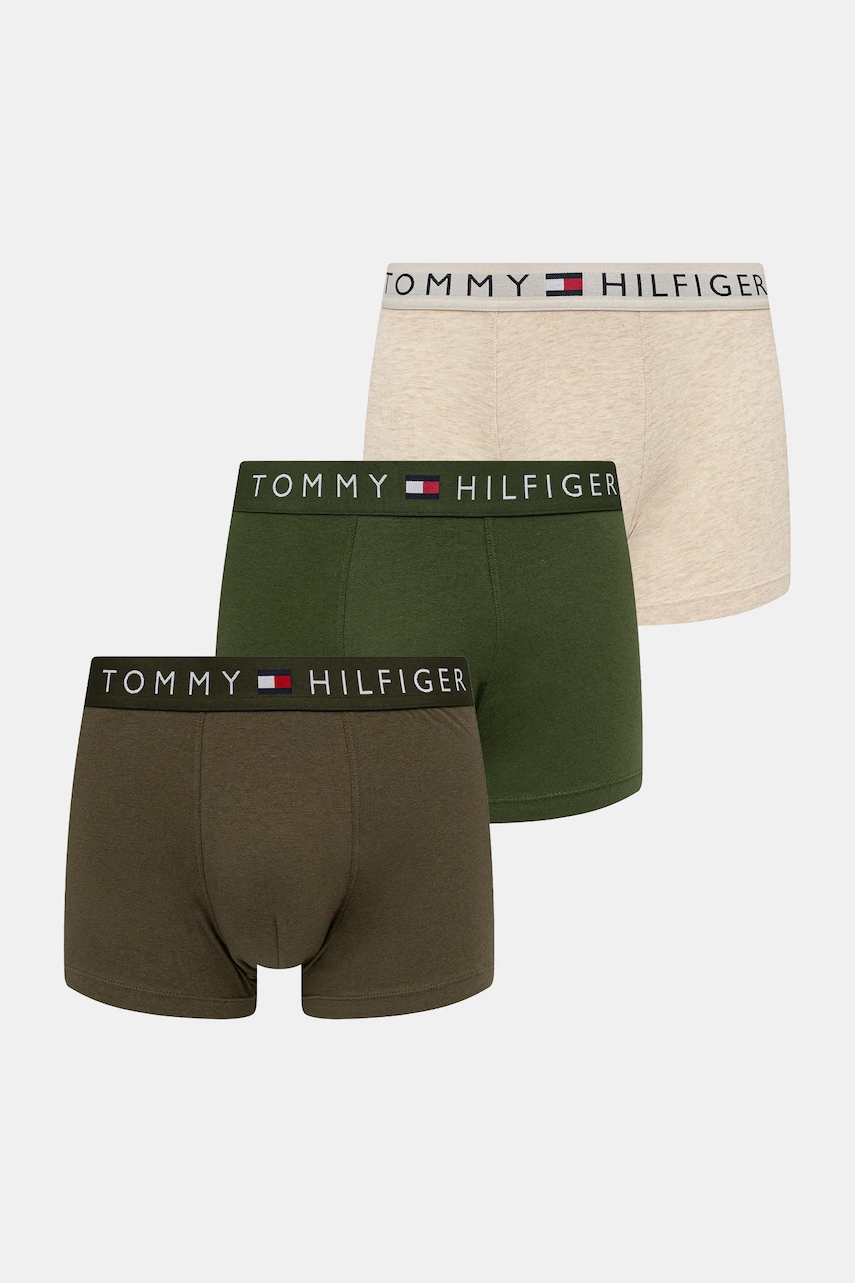 Levně Boxerky Tommy Hilfiger 3-pack pánské, zelená barva, UM0UM03521