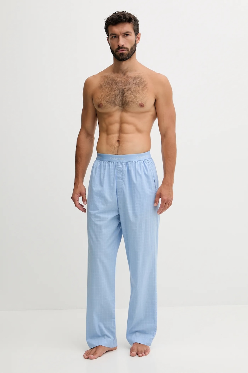 Levně Bavlněné pyžamové kalhoty Calvin Klein Underwear pánské, modrá barva, LV00NM2830
