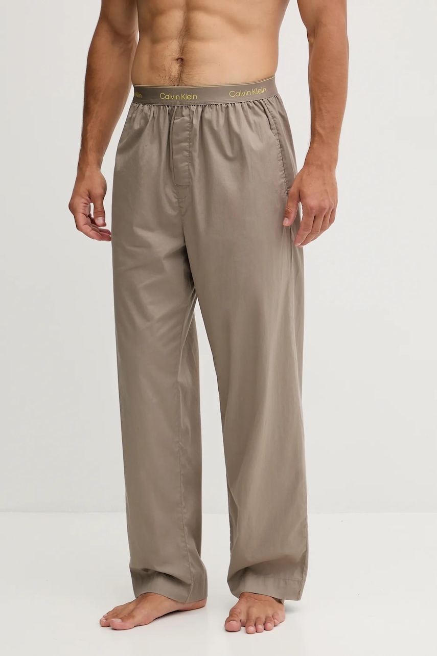 Levně Bavlněné pyžamové kalhoty Calvin Klein Underwear pánské, béžová barva, LV00NM2830