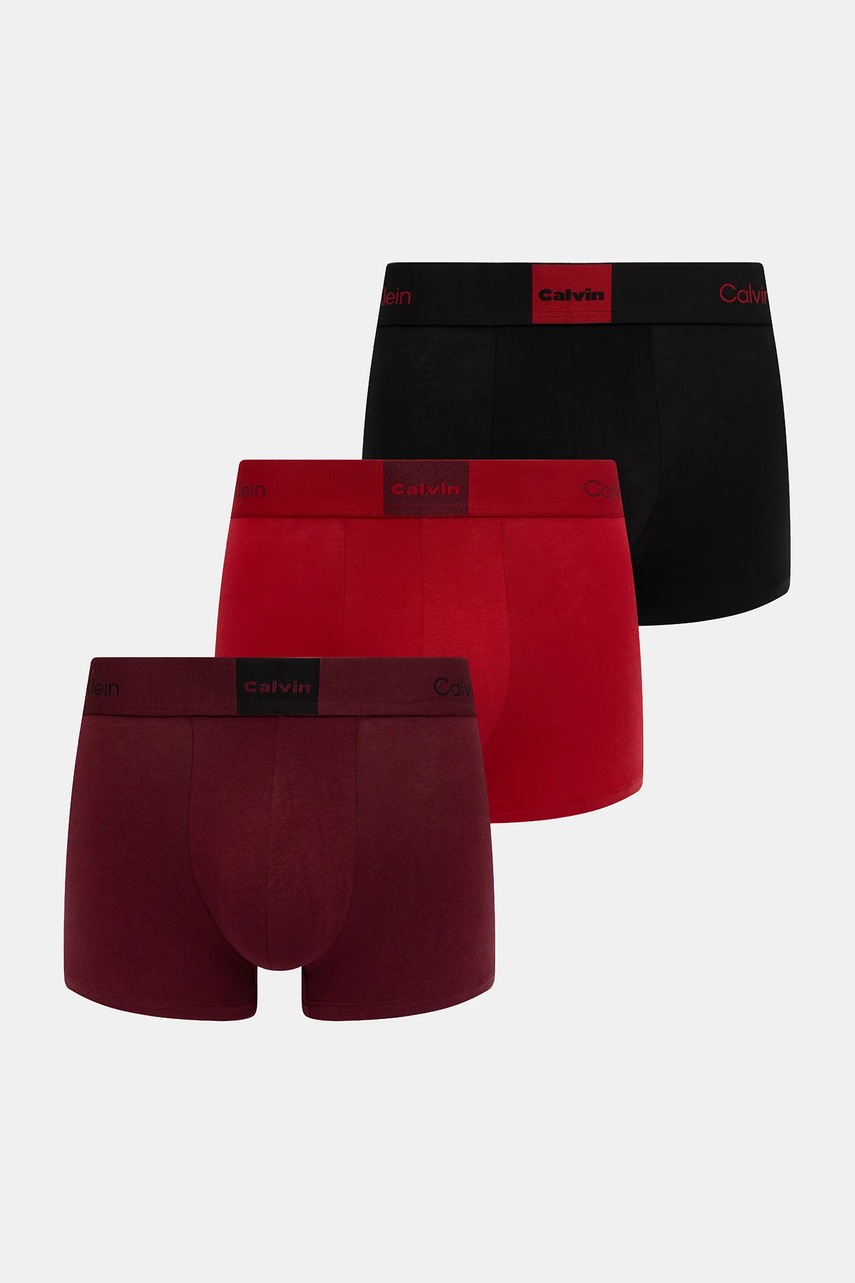 Levně Boxerky Calvin Klein Underwear 3-pack vínová barva, LV00NB4476