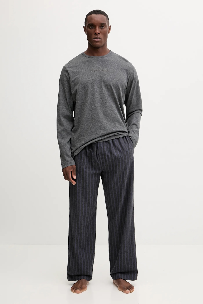 Levně Bavlněné pyžamo Calvin Klein Underwear šedá barva, LV00NM2955