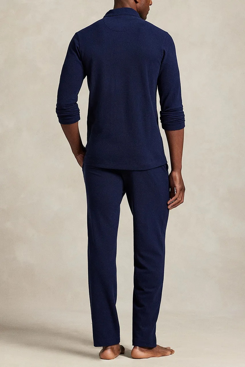 Хлопковая пижама Polo Ralph Lauren цвет синий однотонная 714P01952