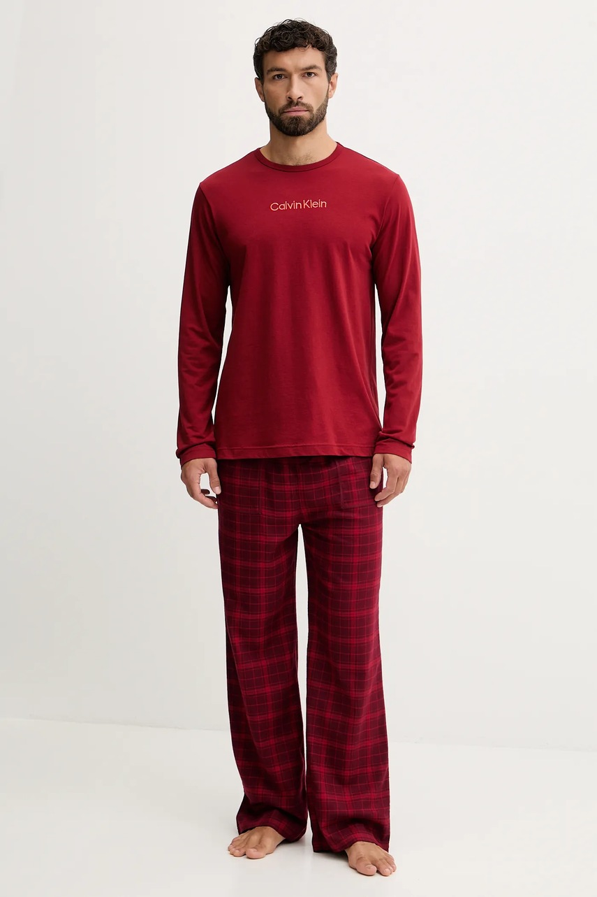 Пижамные брюки Tommy Hilfiger цвет бордовый узор UM0UM03668