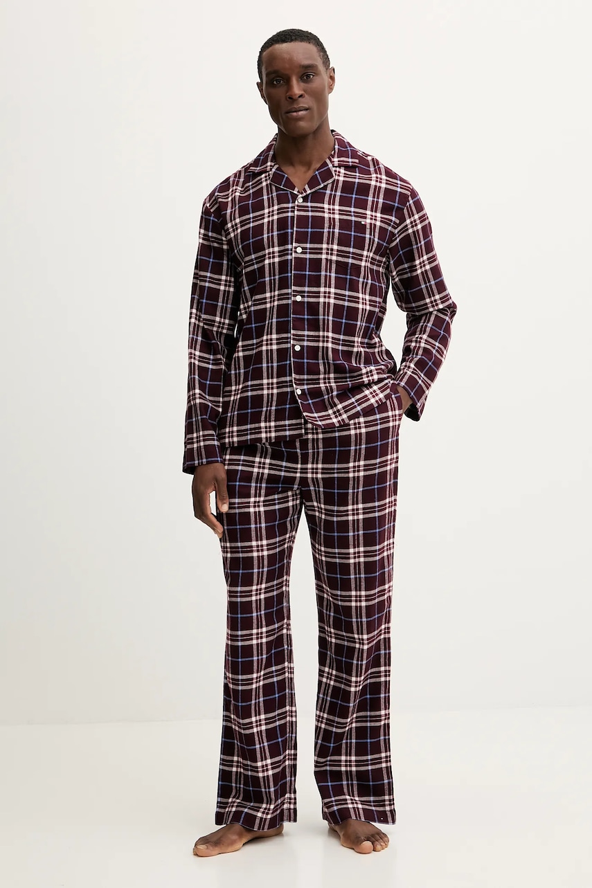 Levně Pyžamo Tommy Hilfiger pánské, vínová barva, UM0UM03659