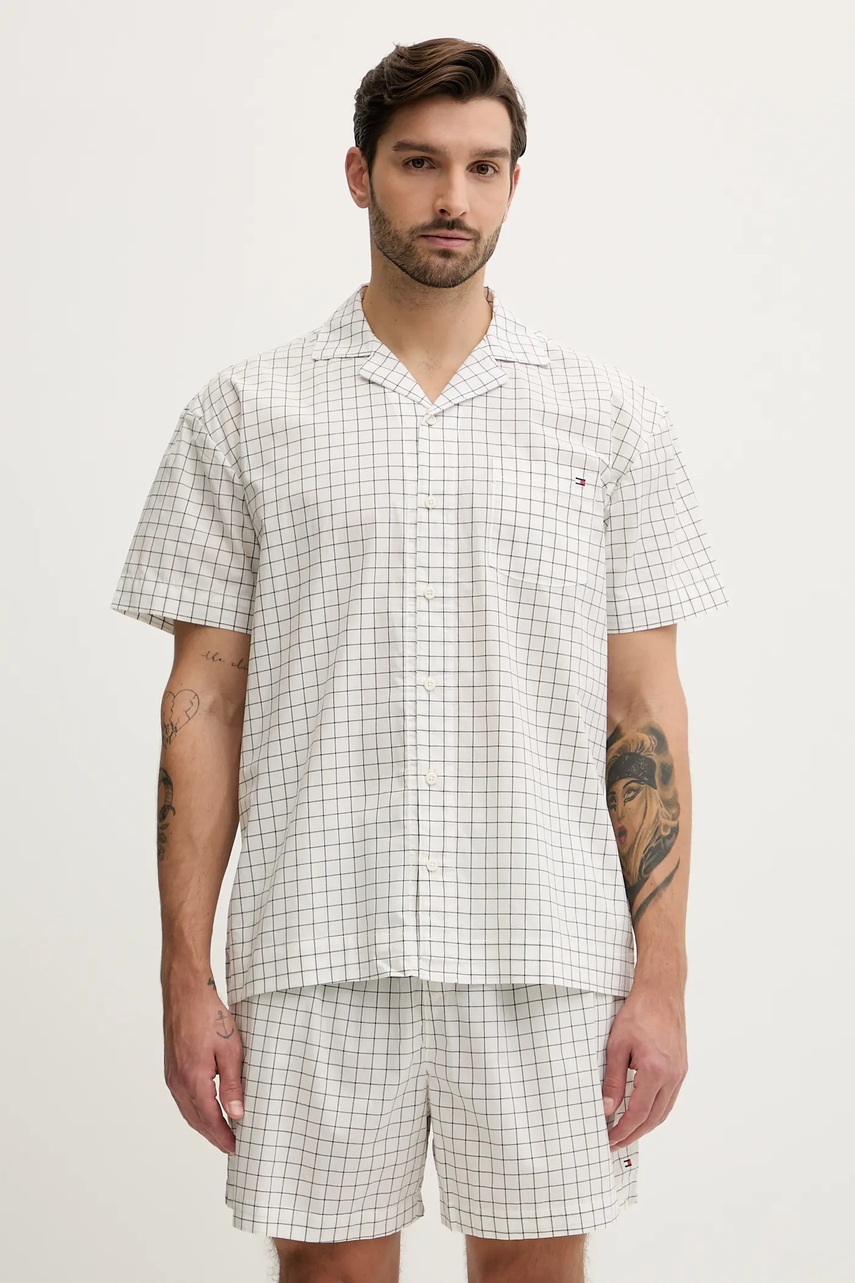 Levně Bavlněné pyžamo Tommy Hilfiger béžová barva, UM0UM03684