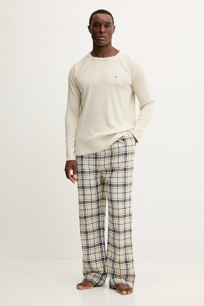 Levně Pyžamo Tommy Hilfiger pánské, béžová barva, UM0UM03699