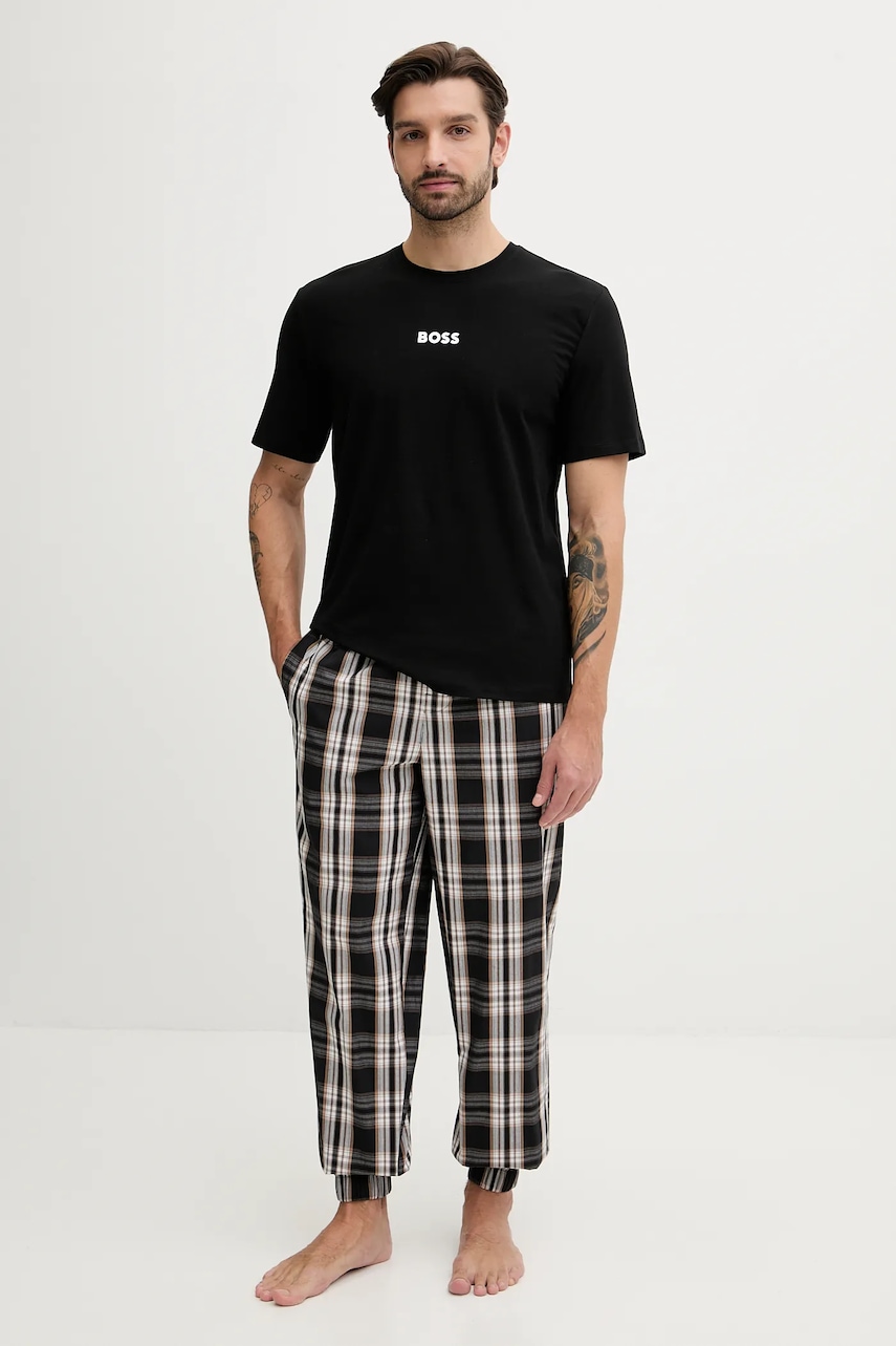 BOSS pijama culoarea negru, cu model, 50535875