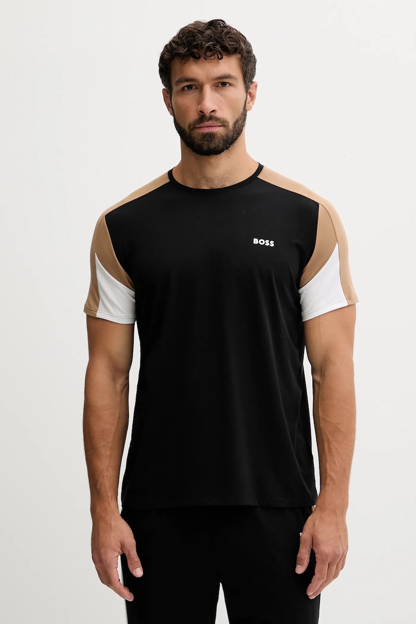 BOSS tricou lounge culoarea negru, cu imprimeu, 50545931