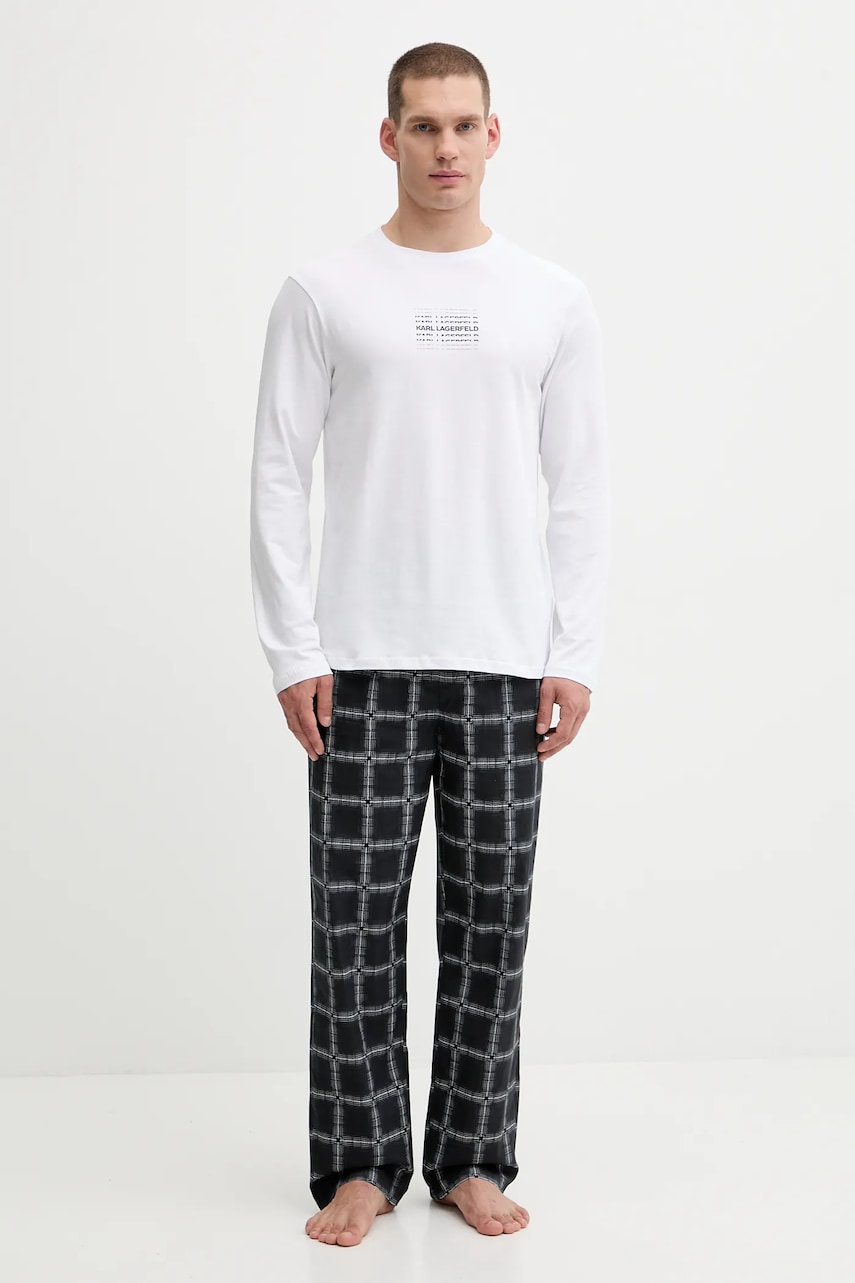 Karl Lagerfeld pijama culoarea alb, cu model, A4M45001