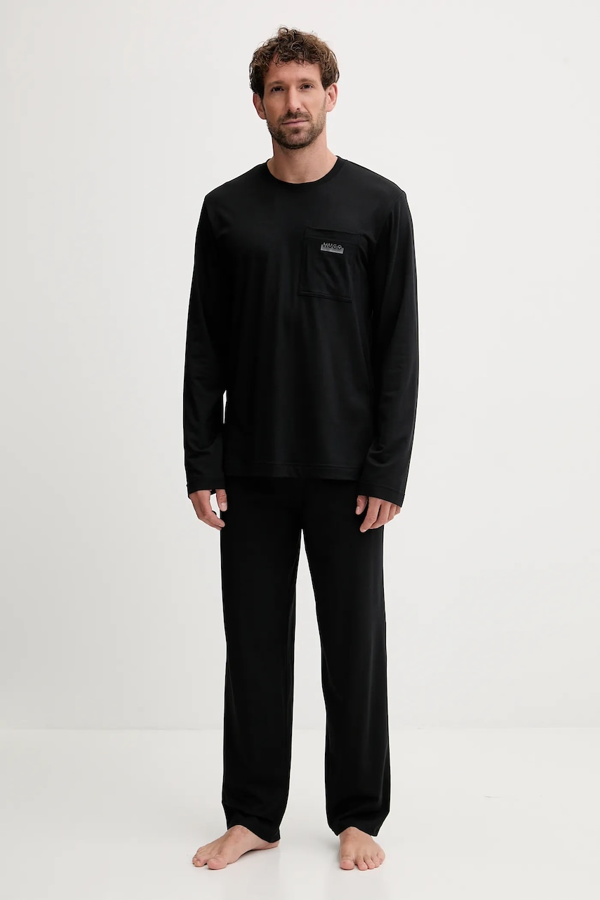 HUGO pijama culoarea negru, uni, 50550099
