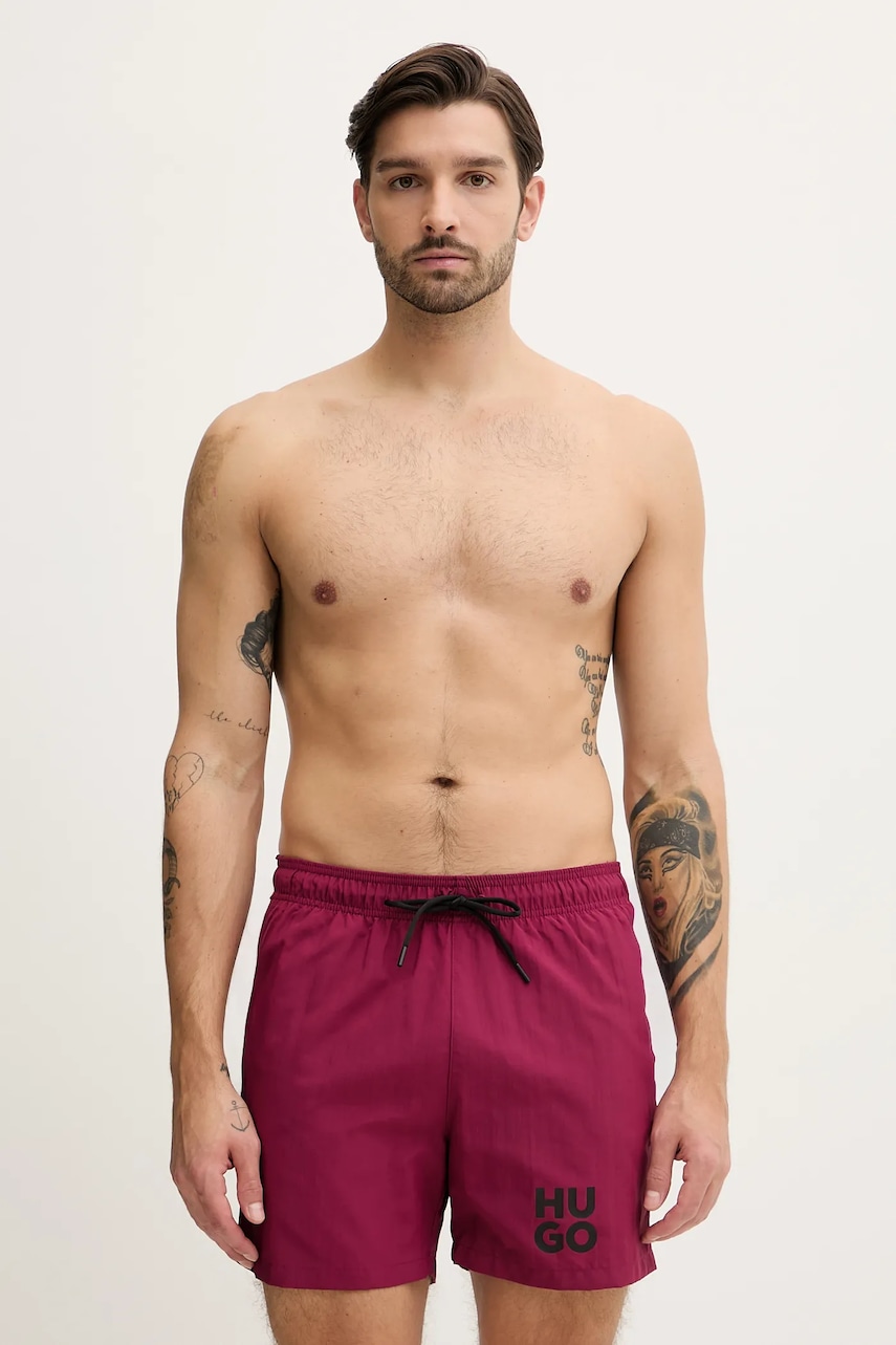 Levně Plavkové šortky HUGO PAOLO červená barva, 50545464