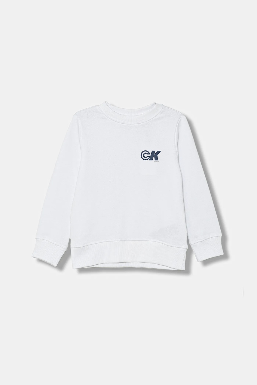 Детская хлопковая кофта Calvin Klein Jeans цвет белый с принтом IB0IB02545 Детская хлопковая кофта Calvin Klein Jeans цвет белый с принтом IB0IB02545