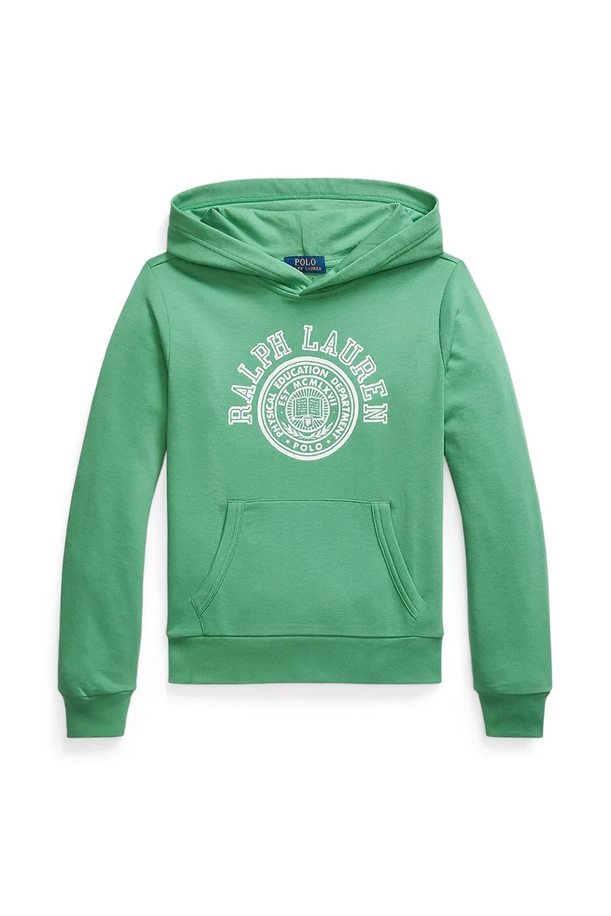 Levně Mikina Polo Ralph Lauren zelená barva, s kapucí, s potiskem, 323971334001