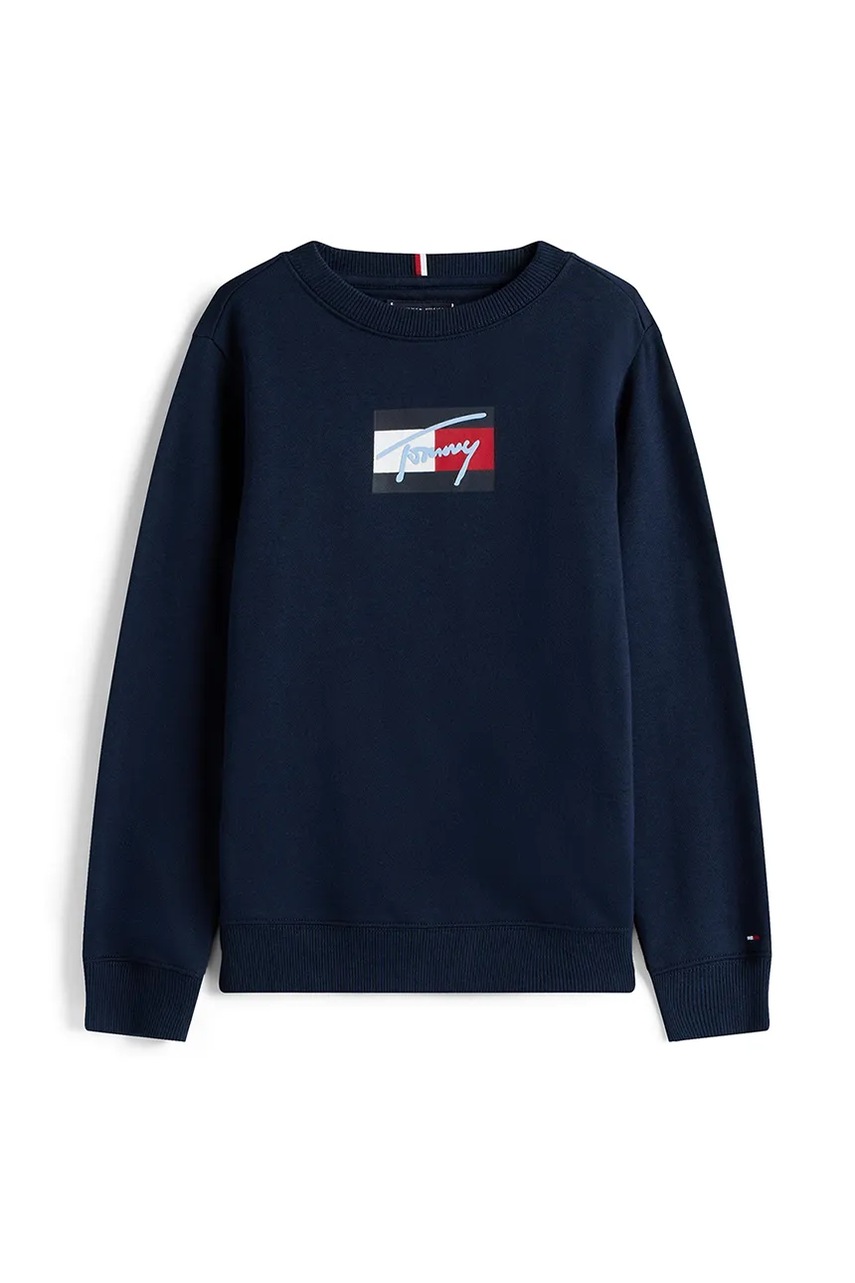 Детская хлопковая кофта Tommy Hilfiger цвет синий с принтом KB0KB09741 Детская хлопковая кофта Tommy Hilfiger цвет синий с принтом KB0KB09741