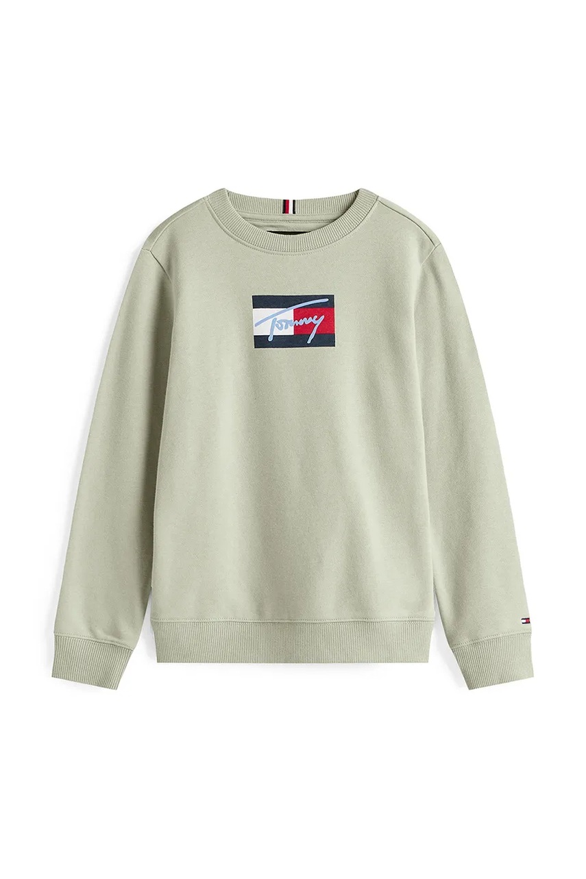 Детская хлопковая кофта Tommy Hilfiger цвет бирюзовый с принтом KB0KB09741 Детская хлопковая кофта Tommy Hilfiger цвет бирюзовый с принтом KB0KB09741
