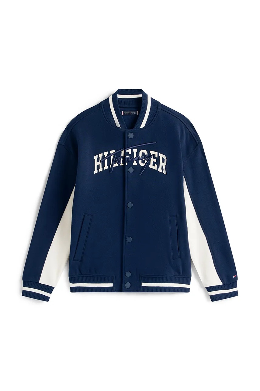 Детская хлопковая кофта Tommy Hilfiger цвет синий с принтом KB0KB09745