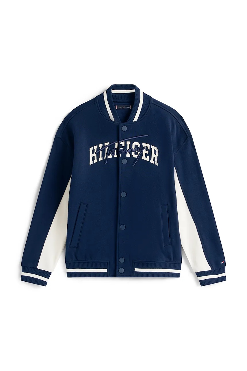 Детская хлопковая кофта Tommy Hilfiger цвет синий с принтом KB0KB09745 Детская хлопковая кофта Tommy Hilfiger цвет синий с принтом KB0KB09745