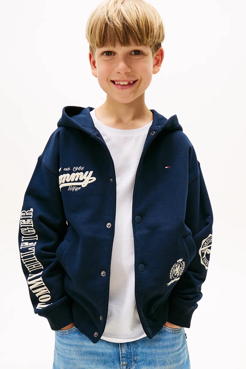 Levně Mikina Tommy Hilfiger tmavomodrá barva, s kapucí, KB0KB09752
