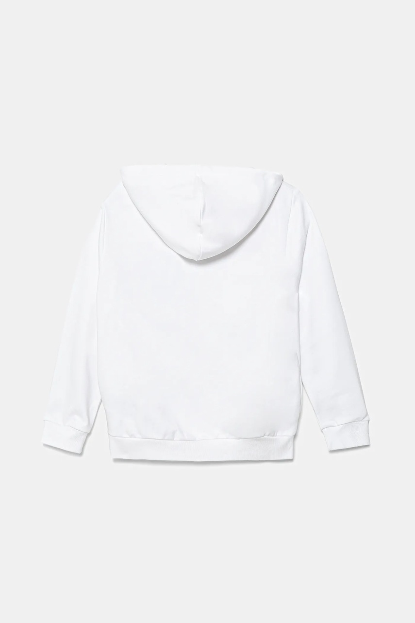 Детская хлопковая кофта Guess цвет белый с капюшоном с принтом L5YQ01 KAD74