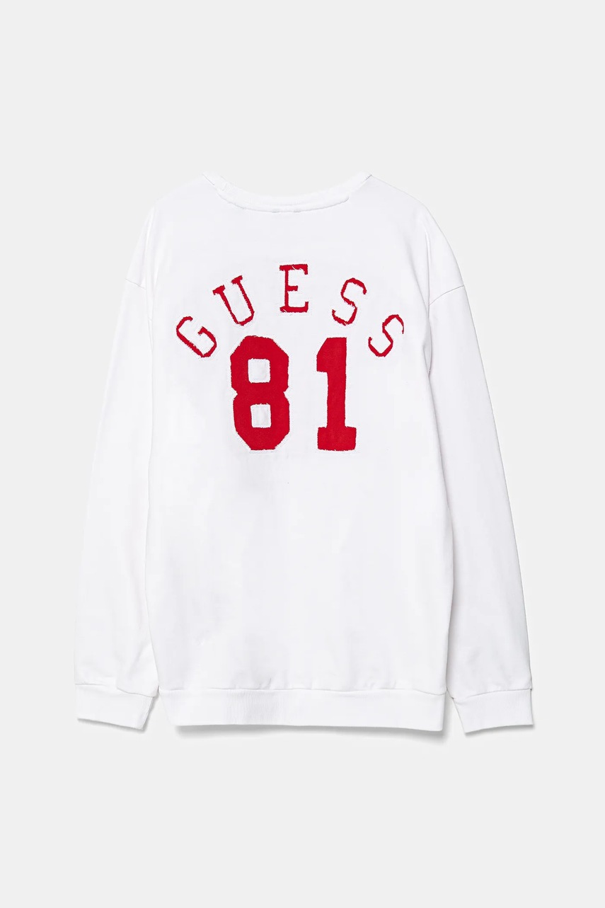 Детская хлопковая кофта Guess цвет белый с аппликацией L5YQ03 KAD74