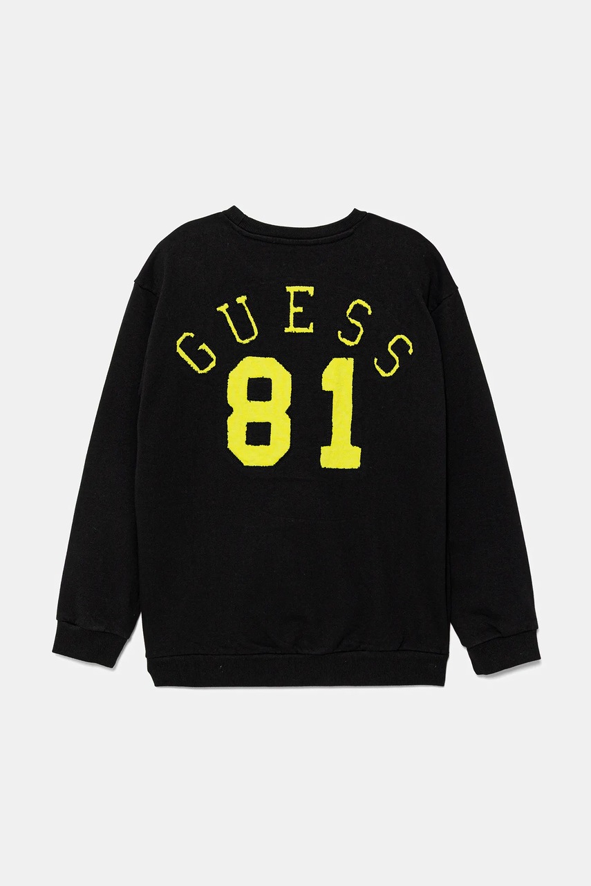 Детская хлопковая кофта Guess цвет чёрный с аппликацией L5YQ03 KAD74