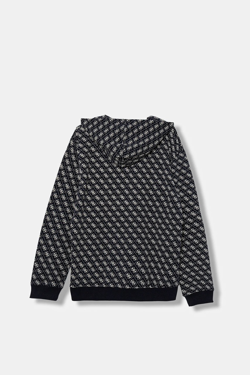 Детская хлопковая кофта Guess цвет синий с капюшоном узор L5YQ05 KA6R4