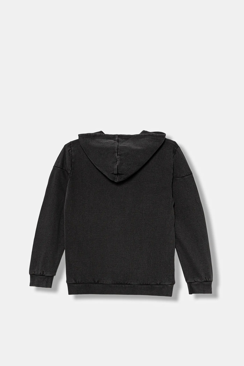 Детская хлопковая кофта Guess цвет чёрный с капюшоном однотонная L5YQ08 KAX74