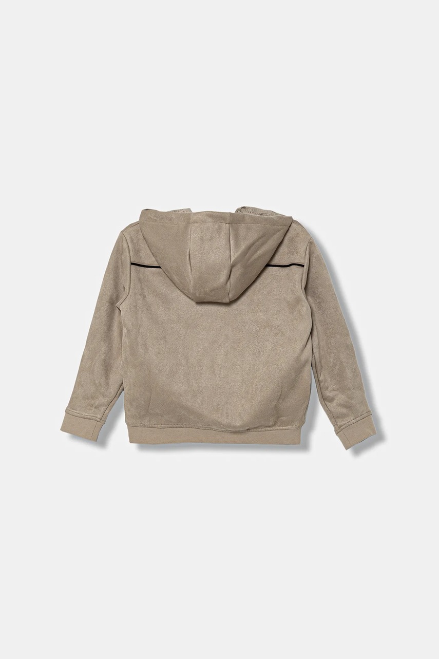 Детская кофта Guess цвет бежевый с капюшоном однотонная L5YQ23 KCJY2