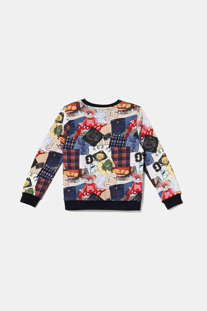 Детская хлопковая кофта Guess цвет синий узор N5YQ00 KA6R4