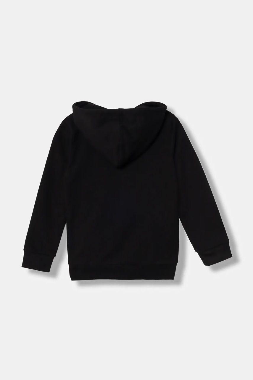 Детская хлопковая кофта Guess цвет чёрный с капюшоном с принтом N5YQ08 KAD74