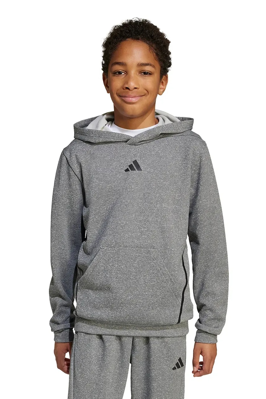 adidas bluză copii culoarea gri, cu glugă, JW4976