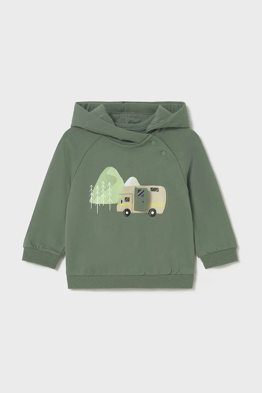 Mayoral bluză bebe culoarea verde, cu glugă, cu imprimeu, 2416