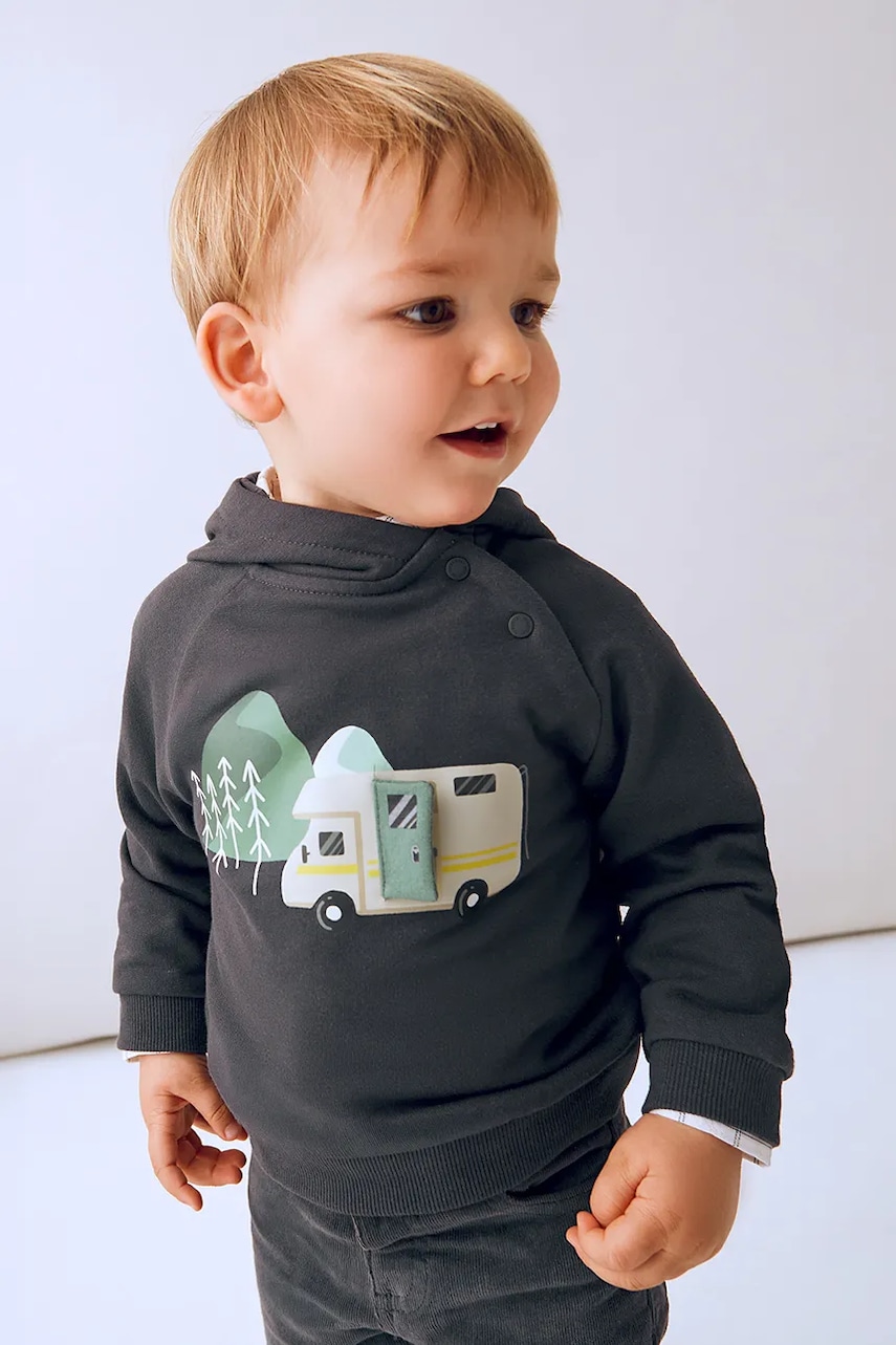 Mayoral bluză bebe culoarea negru, cu glugă, cu imprimeu, 2416