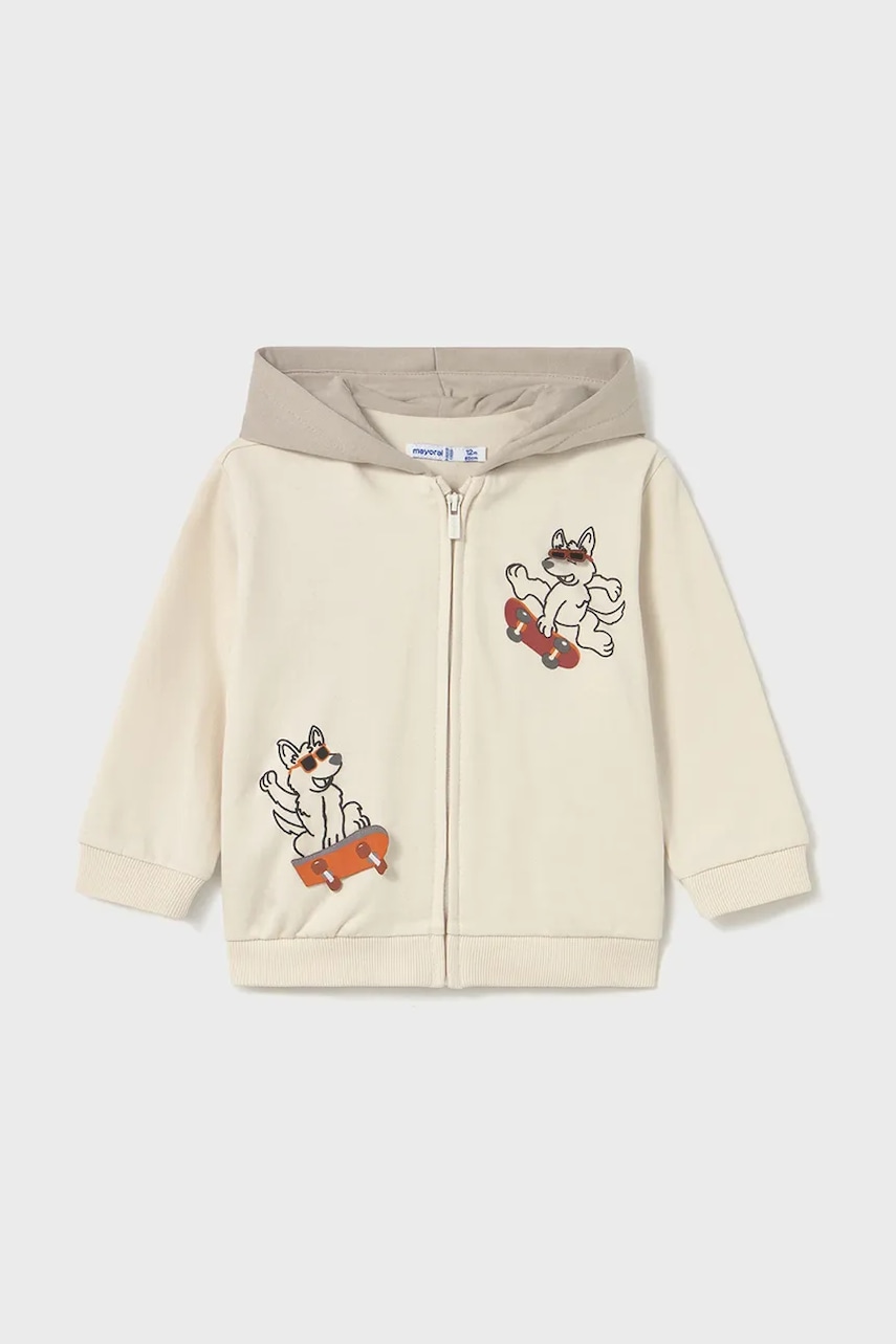 Mayoral bluză culoarea bej, cu glugă, 2428