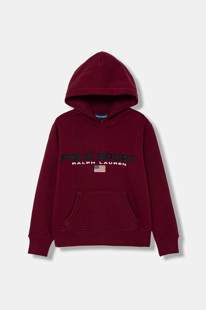 Levně Dětská mikina Polo Ralph Lauren vínová barva, s kapucí, s potiskem, 323962111010