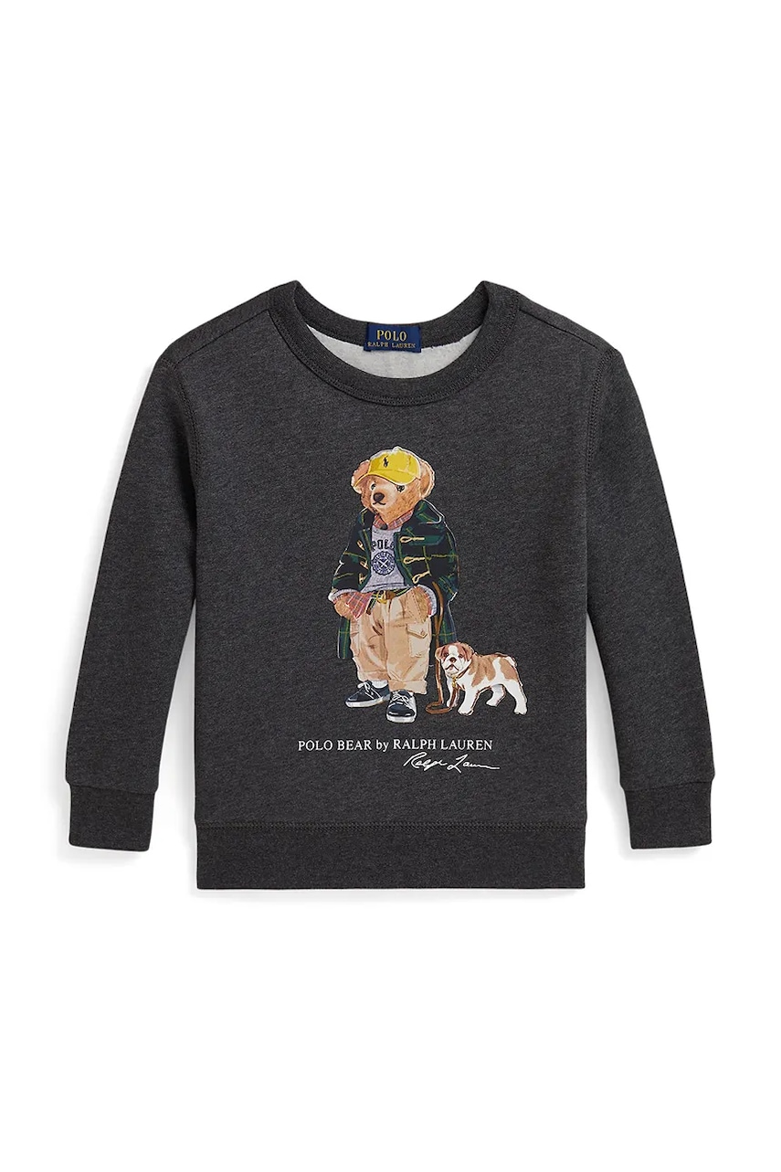 Детская кофта Polo Ralph Lauren цвет серый с капюшоном с принтом 322979490001 Детская кофта Polo Ralph Lauren цвет серый с капюшоном с принтом 322979490001