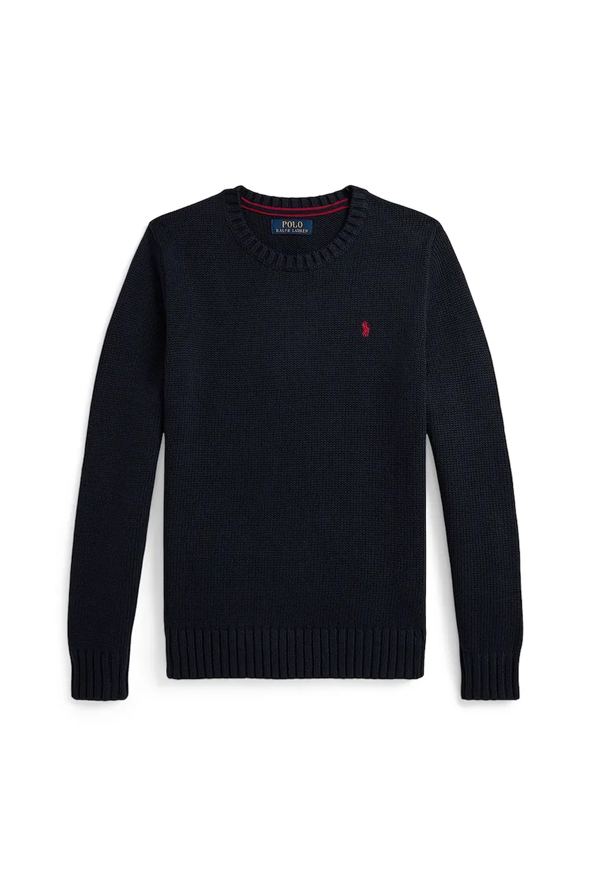 Levně Dětská bavlněná mikina Polo Ralph Lauren tmavomodrá barva, hladká, 323970429005