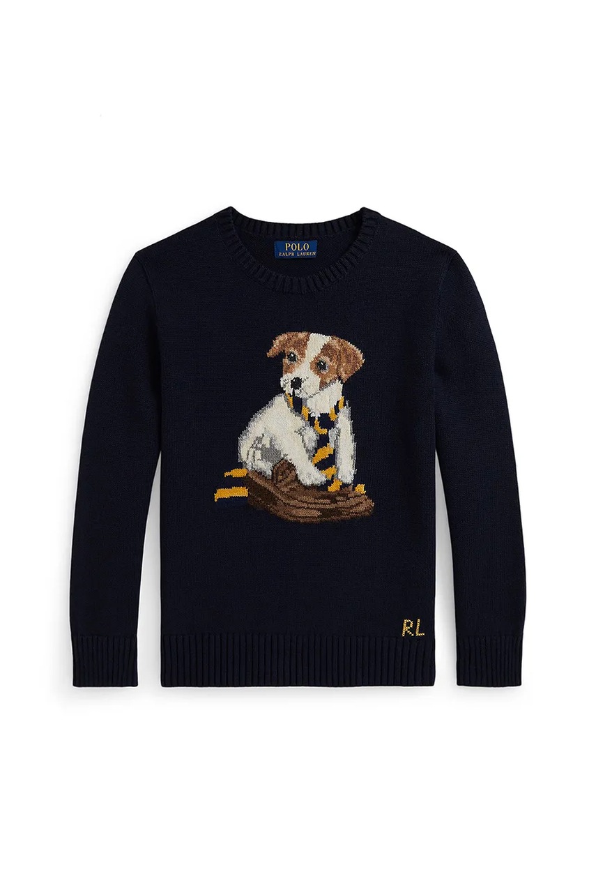 Детская хлопковая кофта Polo Ralph Lauren цвет синий 323978392001 Детская хлопковая кофта Polo Ralph Lauren цвет синий 323978392001
