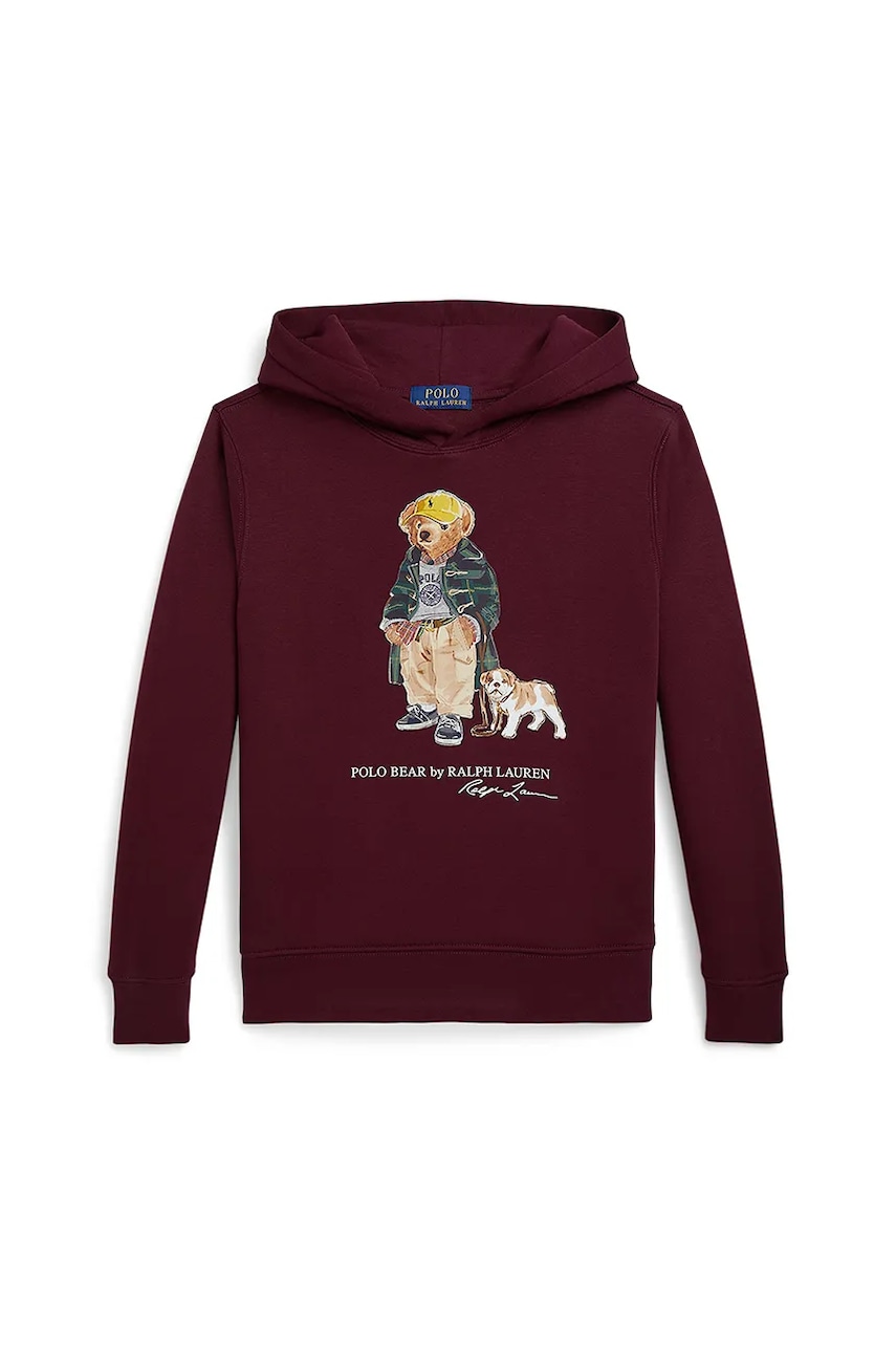 Детская кофта Polo Ralph Lauren цвет бордовый с капюшоном с принтом 323979491001 Детская кофта Polo Ralph Lauren цвет бордовый с капюшоном с принтом 323979491001