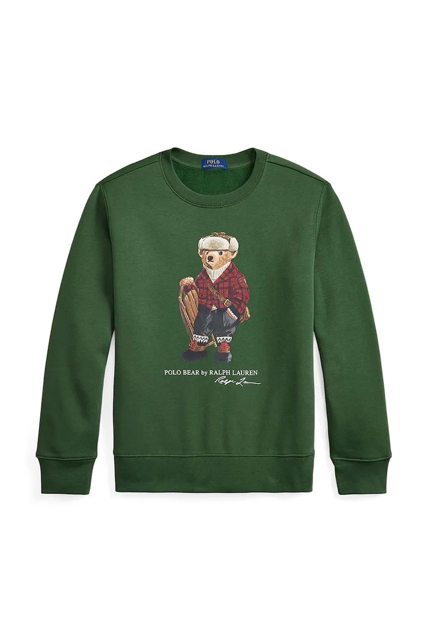 Levně Dětská mikina Polo Ralph Lauren zelená barva, s potiskem, 323981261001