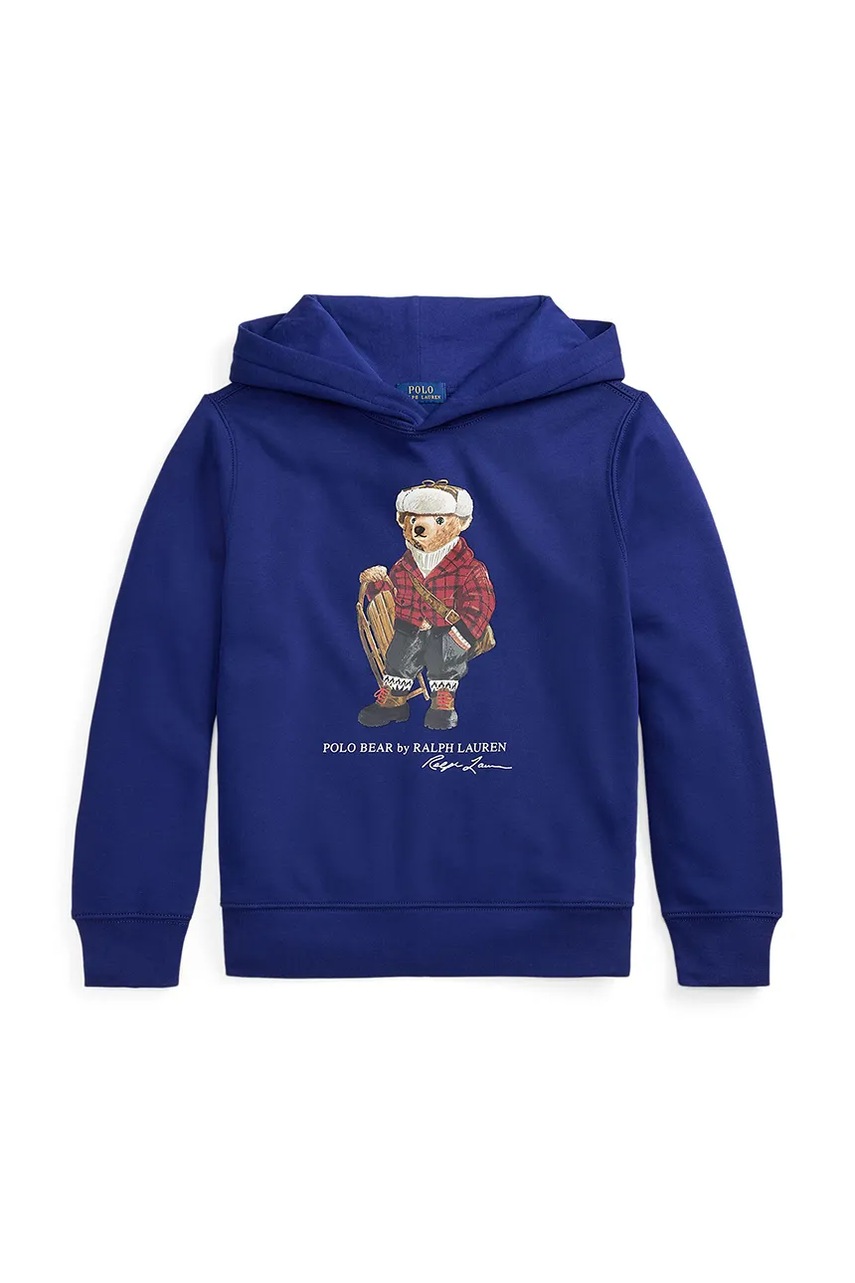Детская кофта Polo Ralph Lauren цвет фиолетовый с капюшоном с принтом 323981262001