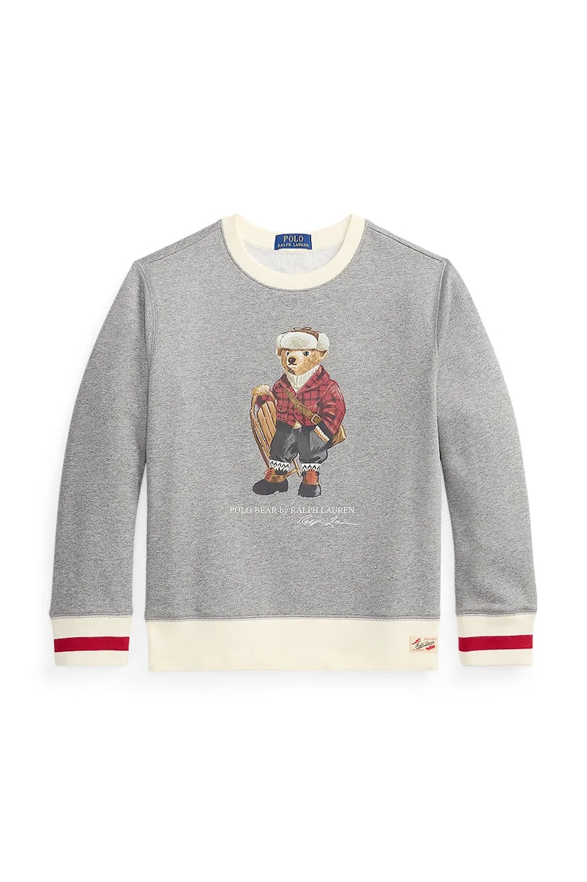 Levně Dětská mikina Polo Ralph Lauren šedá barva, s potiskem, 323981263001