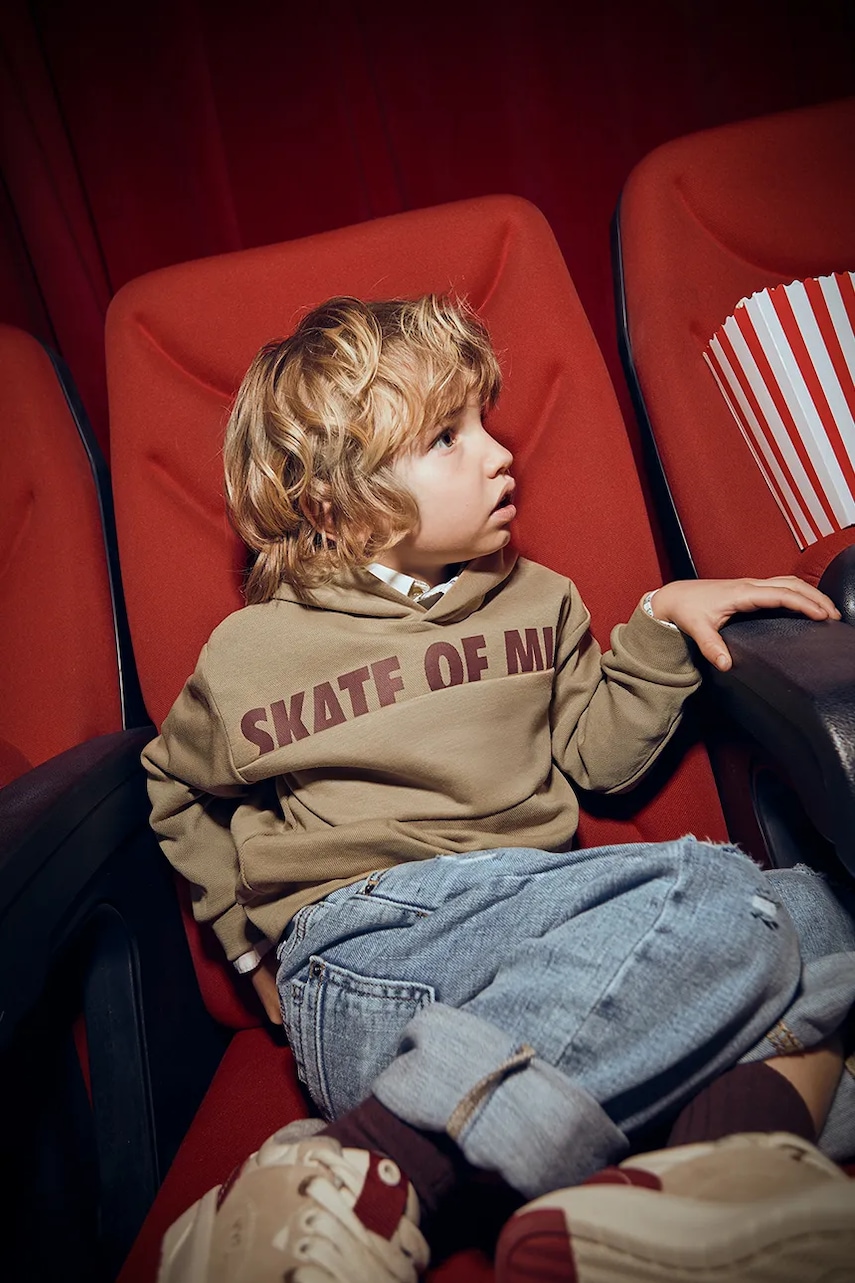 Mayoral bluză culoarea bej, cu glugă, 4409