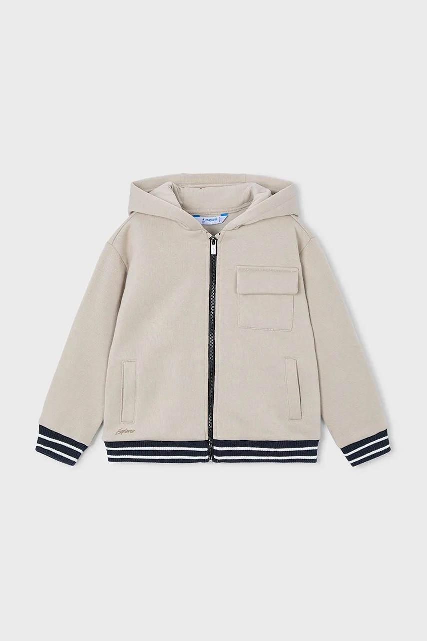 Mayoral bluză copii culoarea bej, cu glugă, uni, 4427